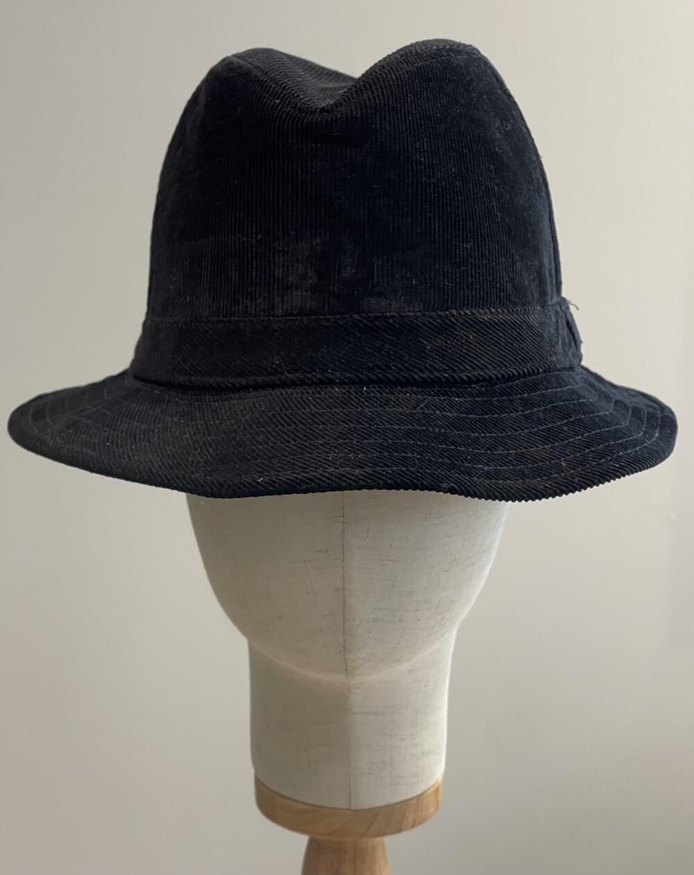 Hat Cap Fedora Mens M Black Corduroy Lined Cotton Solid Casual Fall Classic